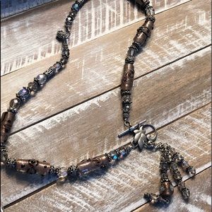Artisan crystal &  silver beaded necklace